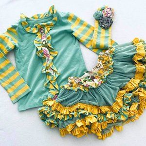 3pc MUSTARD PIE GIRLS CARDIGAN TWIRL SKIRT HEADBAND SET SIZE 5